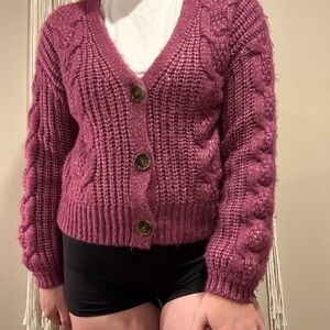 Fuchsia sweater button up